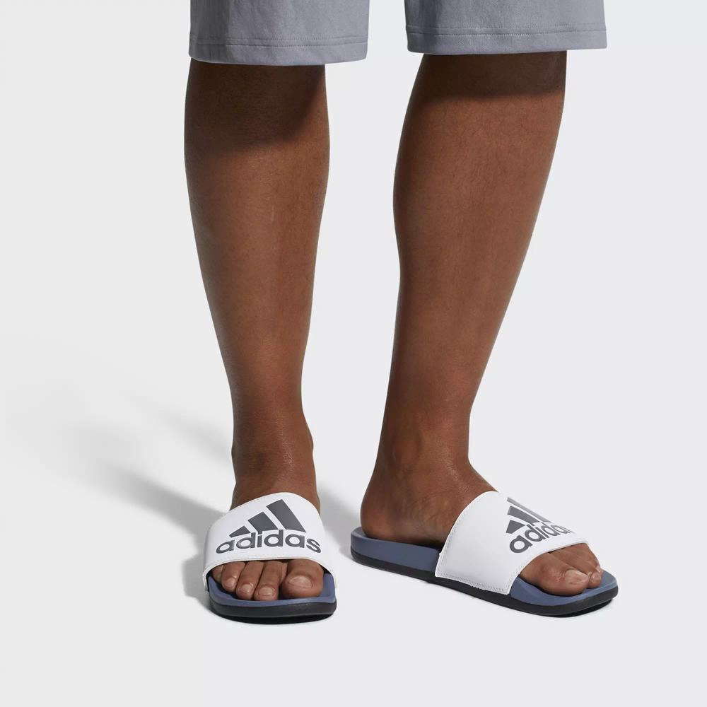 Adidas Adilette Cloudfoam Plus Logo Chanclas Azules Para Hombre (MX-33423)
